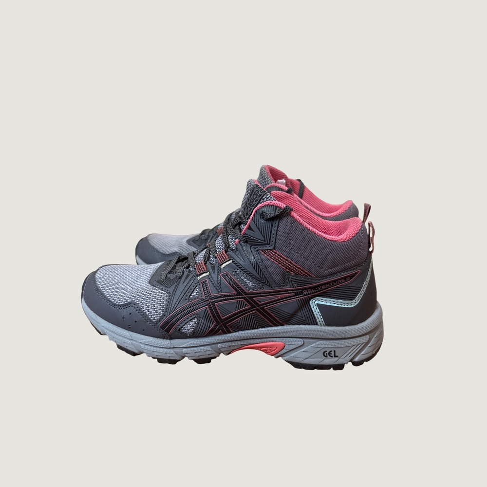 ASICS Gel-Venture 8 Mid Top Women Grey Pink Hiking Shoes SIZE 7.5